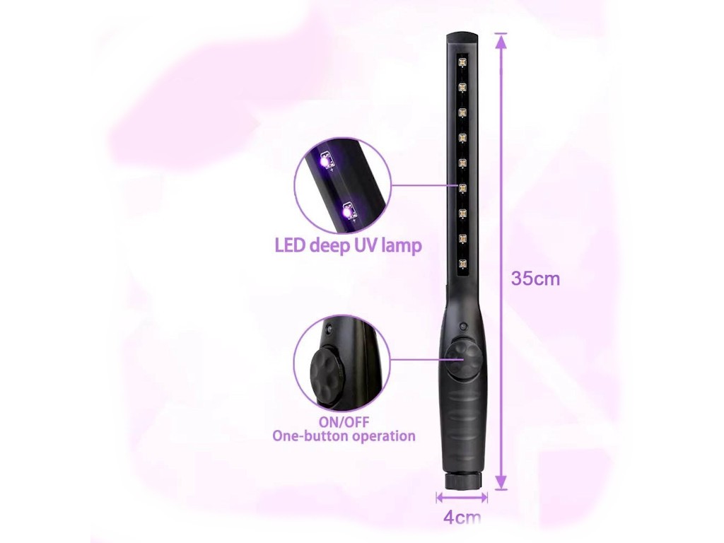 ESTERILUV — Bastão de iluminação LED UV-C com comprimento de onda certificado de 270 ~ 280 nm, projetado