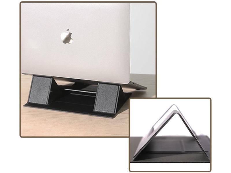 GRAPLEANA — The ideal companion for your laptop or tablet: a foldable leather stand without