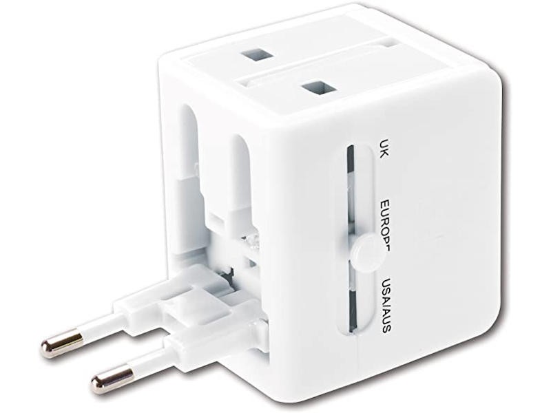 UNI-TRAVEL — ALL IN ONE: Includes the four most common global plug configurations and two ports.