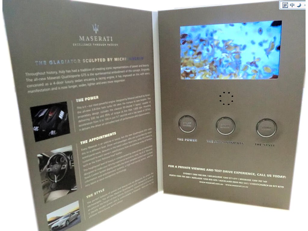 VIDEO CARD — Much more than a simple printed brochure. Video cards display multimedia content