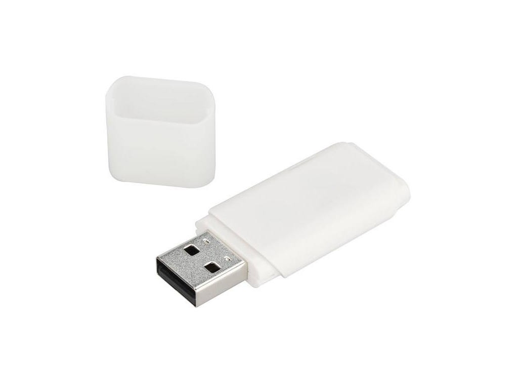 WGS-110 — 带盖且尺寸紧凑的塑料 USB 闪存驱动器。帽子固定在后面