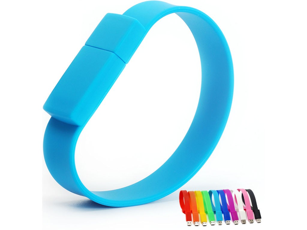 WGS-701 — Unidade flash USB de silicone em formato de pulseira. Muito popular para eventos e festas. Disponível