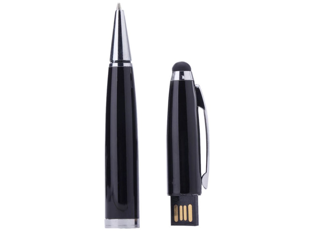 WGS-BOLI02 — Unidade flash USB metálica com ponteiro stylus na extremidade. Até 256 GB · Versão USB v2.0 (Compa