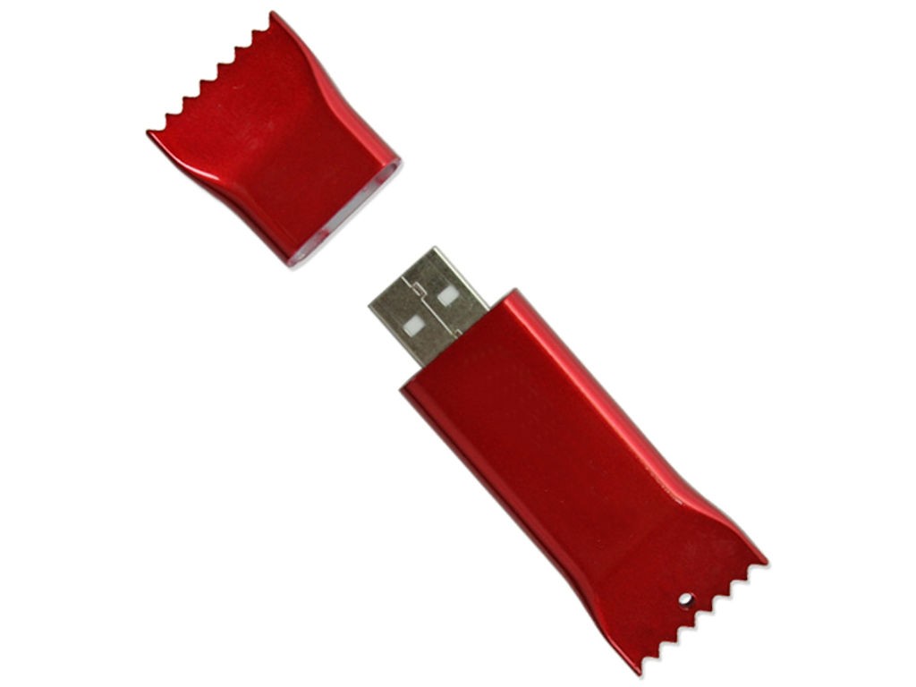 WGS-CARAMELO01 — Plastic USB flash drive shaped like a candy wrapper. With digital printing, even