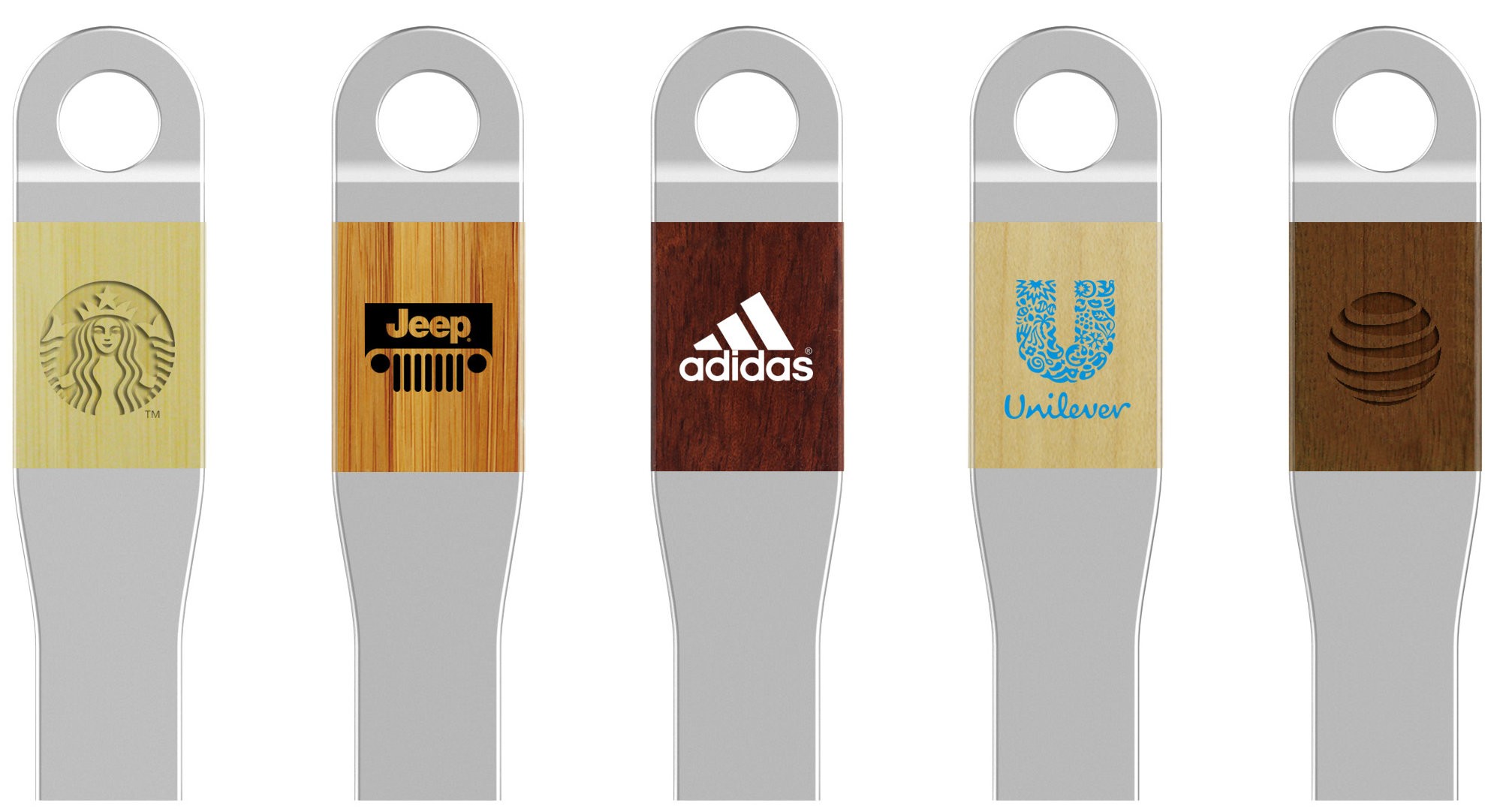 WGS-ECOMIX — Eco-friendly USB flash drive with a mix of bamboo and metal. Flat format. Elegant. With orifice