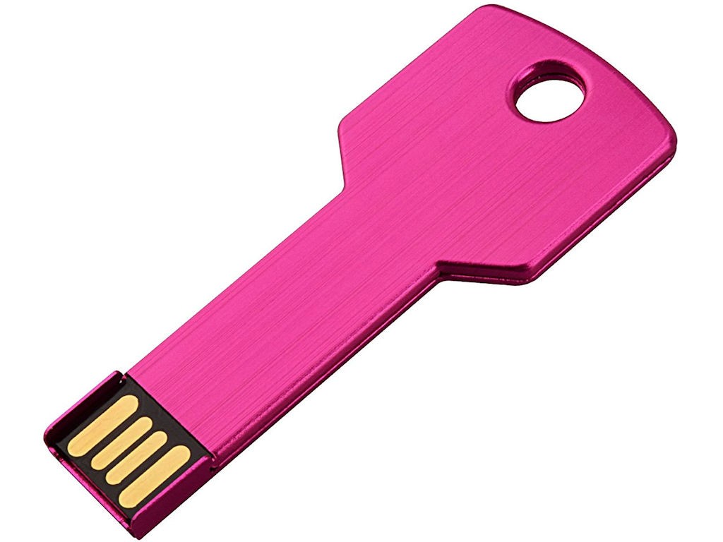 WGS-LLAVE01 — Key-shaped aluminum USB flash drive. Extremely flat and elegant model. DO NOT rec