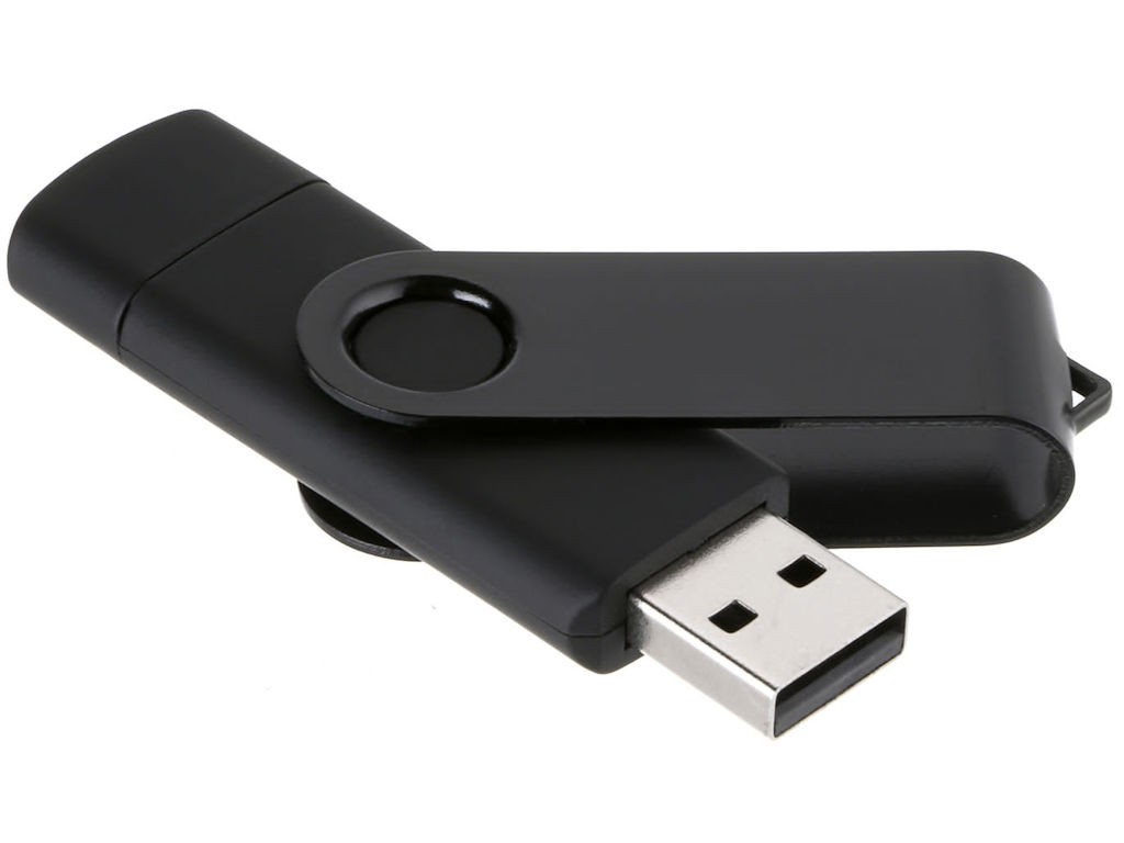 WGS-OTG01 — Unidade flash USB OTG: por um lado é um USB para computador e por outro possui um conector microU