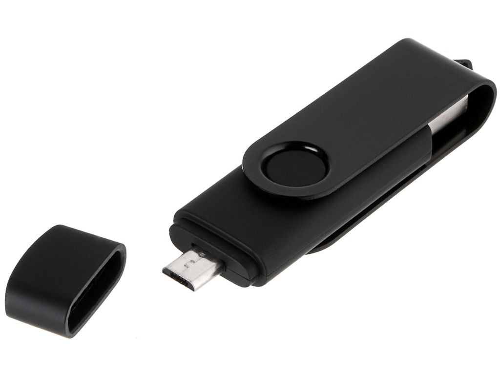 WGS-OTG01 — Unidade flash USB OTG: por um lado é um USB para computador e por outro possui um conector microU