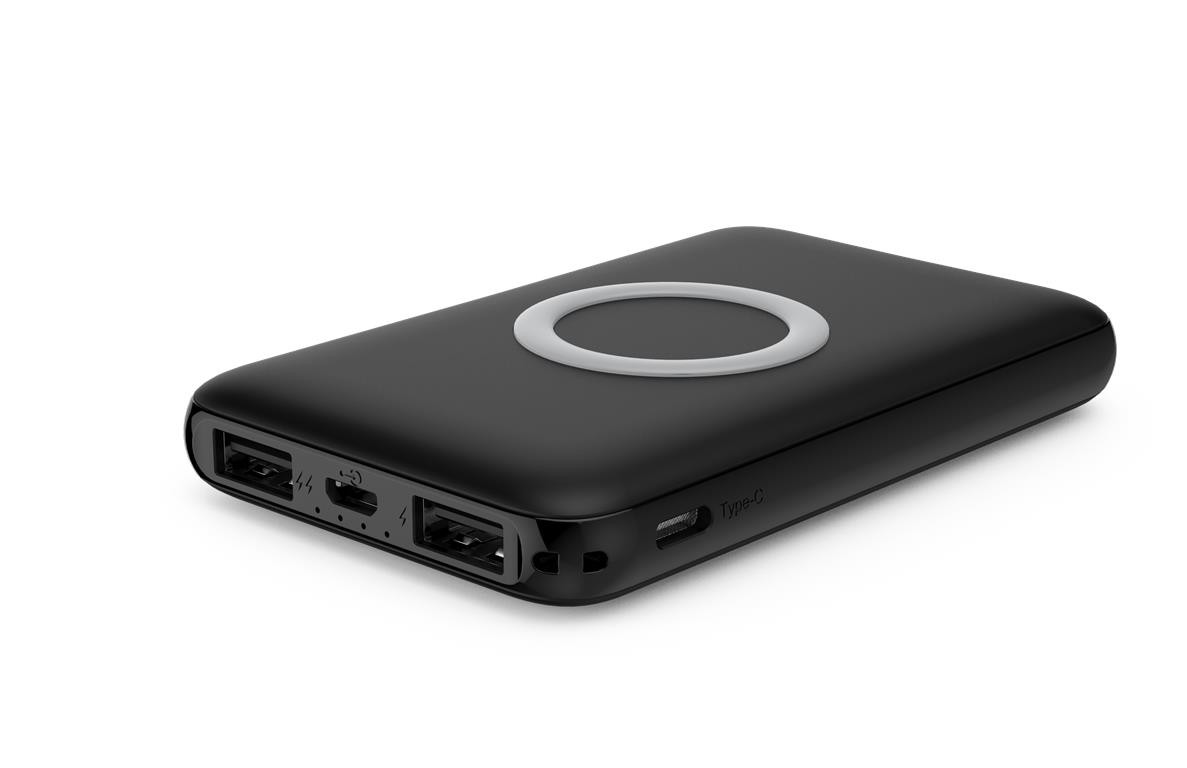 WGSPB-W8 — Emergency Power Bank flat charger with wireless charging source and USB ports is
