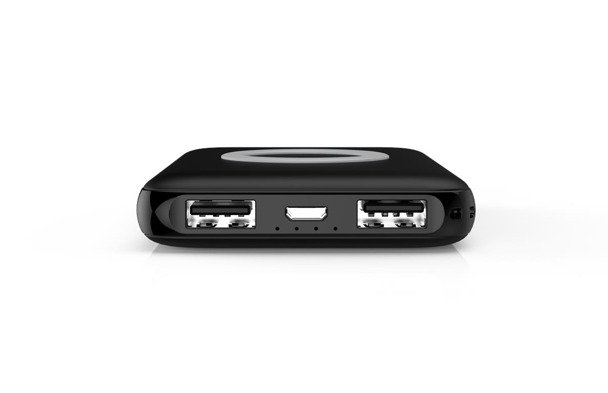 WGSPB-W8 — Emergency Power Bank flat charger with wireless charging source and USB ports is