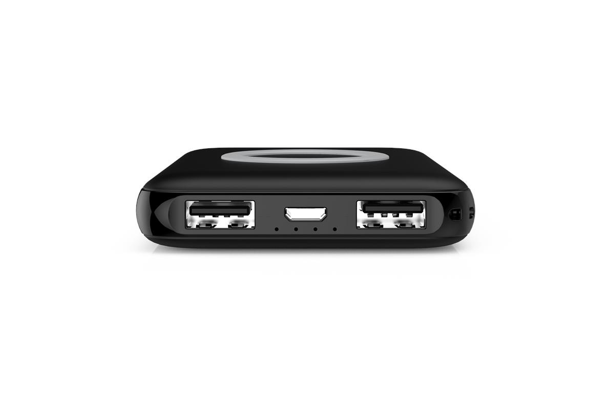 WGSPB-W8 — Emergency Power Bank flat charger with wireless charging source and USB ports is