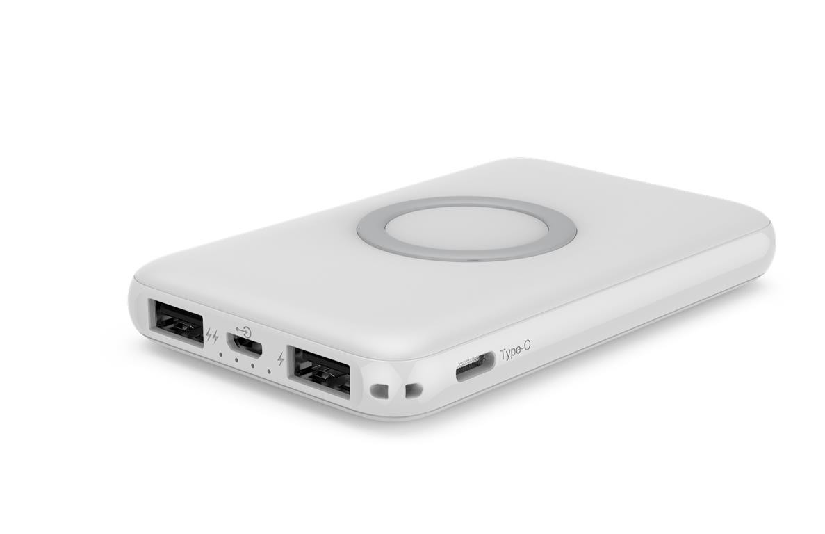 WGSPB-W8 — Emergency Power Bank flat charger with wireless charging source and USB ports is